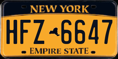 NY license plate HFZ6647