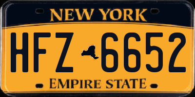 NY license plate HFZ6652