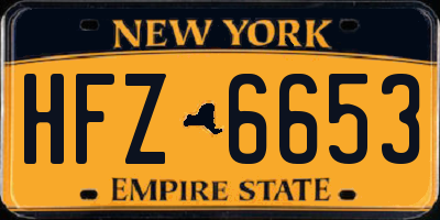 NY license plate HFZ6653