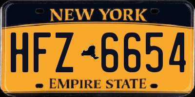 NY license plate HFZ6654