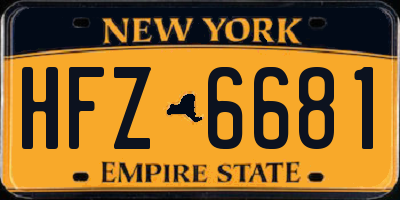 NY license plate HFZ6681