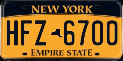 NY license plate HFZ6700