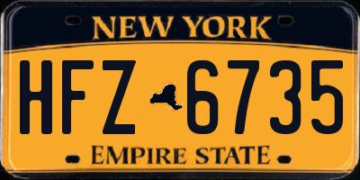 NY license plate HFZ6735