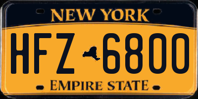 NY license plate HFZ6800