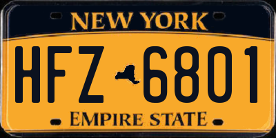 NY license plate HFZ6801