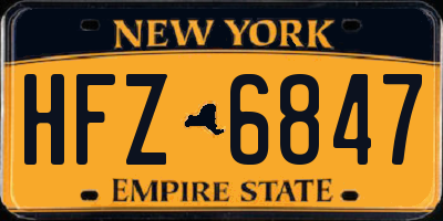 NY license plate HFZ6847