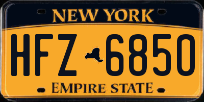 NY license plate HFZ6850