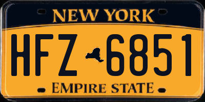 NY license plate HFZ6851