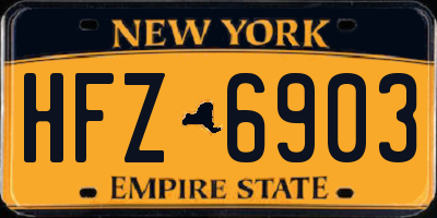 NY license plate HFZ6903