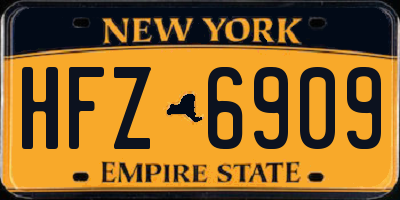 NY license plate HFZ6909