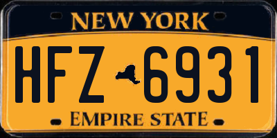 NY license plate HFZ6931