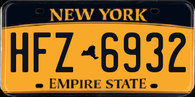 NY license plate HFZ6932