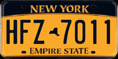 NY license plate HFZ7011