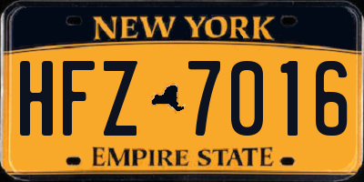 NY license plate HFZ7016