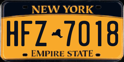 NY license plate HFZ7018