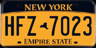 NY license plate HFZ7023