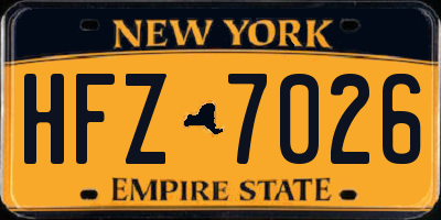NY license plate HFZ7026