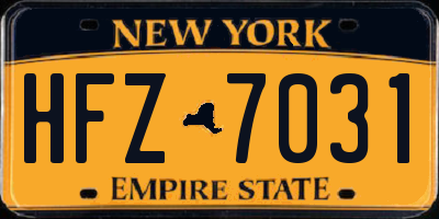 NY license plate HFZ7031