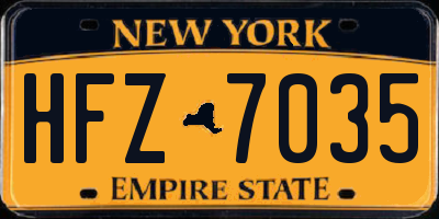 NY license plate HFZ7035