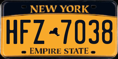 NY license plate HFZ7038