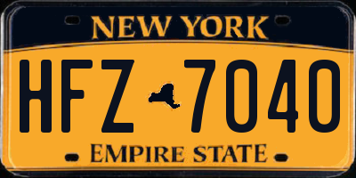 NY license plate HFZ7040