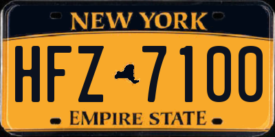 NY license plate HFZ7100