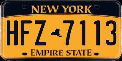 NY license plate HFZ7113