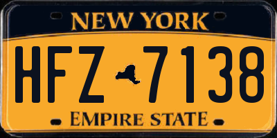 NY license plate HFZ7138