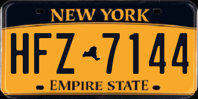 NY license plate HFZ7144