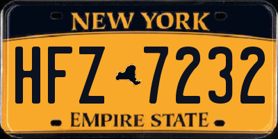 NY license plate HFZ7232