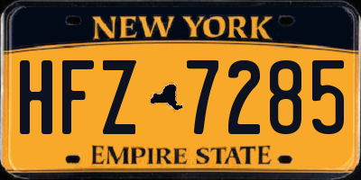 NY license plate HFZ7285