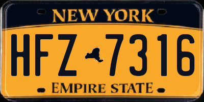 NY license plate HFZ7316