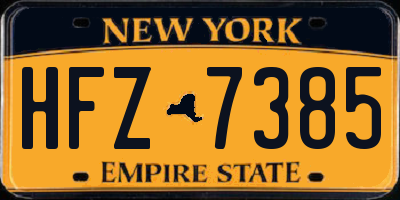 NY license plate HFZ7385