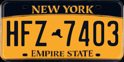 NY license plate HFZ7403