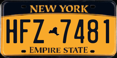 NY license plate HFZ7481