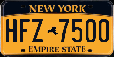 NY license plate HFZ7500