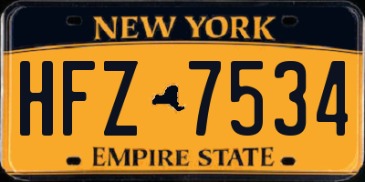 NY license plate HFZ7534