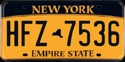 NY license plate HFZ7536