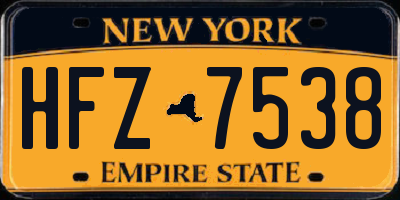 NY license plate HFZ7538