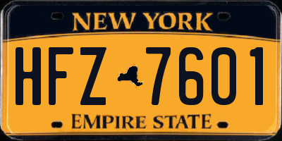 NY license plate HFZ7601