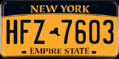 NY license plate HFZ7603