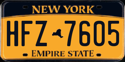 NY license plate HFZ7605