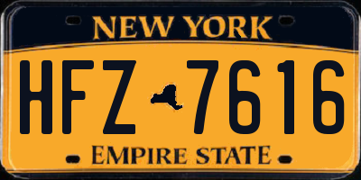 NY license plate HFZ7616