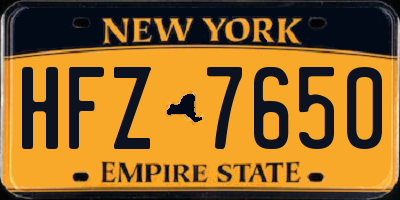 NY license plate HFZ7650