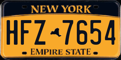NY license plate HFZ7654
