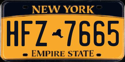 NY license plate HFZ7665