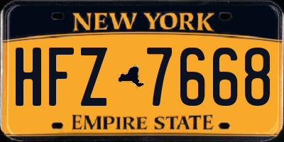 NY license plate HFZ7668