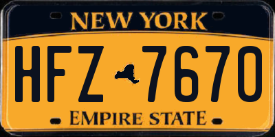 NY license plate HFZ7670