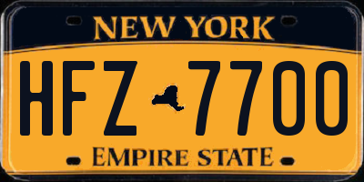NY license plate HFZ7700