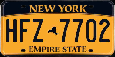NY license plate HFZ7702